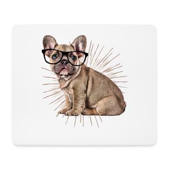 FRENCH BULLDOG with glasses Dog Dogs - Mouse Pad (horizontal) - white - Front