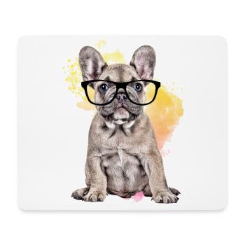 FRENCH BULLDOG with glasses Dog Dogs - Mouse Pad (horizontal) - white - Front