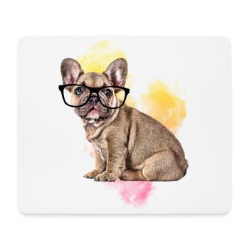 FRENCH BULLDOG with glasses Dog Dogs - Mouse Pad (horizontal) - white - Front