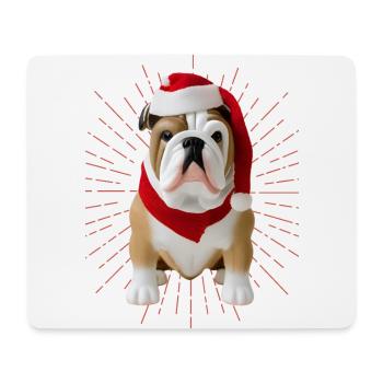 Bulldog Joyeux Noël Chien Chiens - Tapis de souris (format paysage) - blanc - Devant