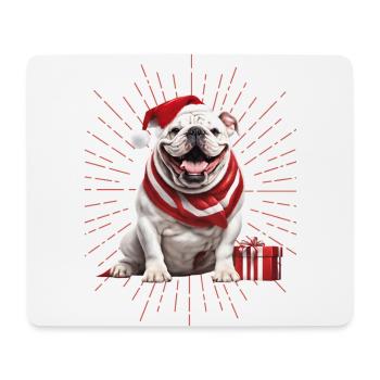 Bulldogge Frohe Weihnachten Hund Hunde - Mousepad (Querformat) - Weiß - Vorne