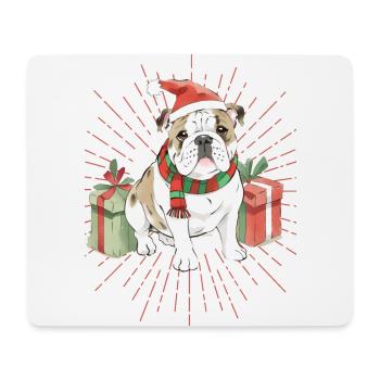 Bulldog Joyeux Noël Chien Chiens - Tapis de souris (format paysage) - blanc - Devant