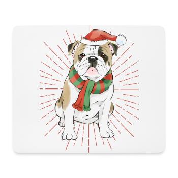 Bulldog Joyeux Noël Chien Chiens - Tapis de souris (format paysage) - blanc - Devant