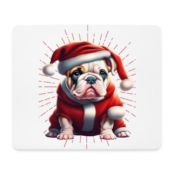 Bulldog Joyeux Noël Chien Chiens - Tapis de souris (format paysage) - blanc - Devant