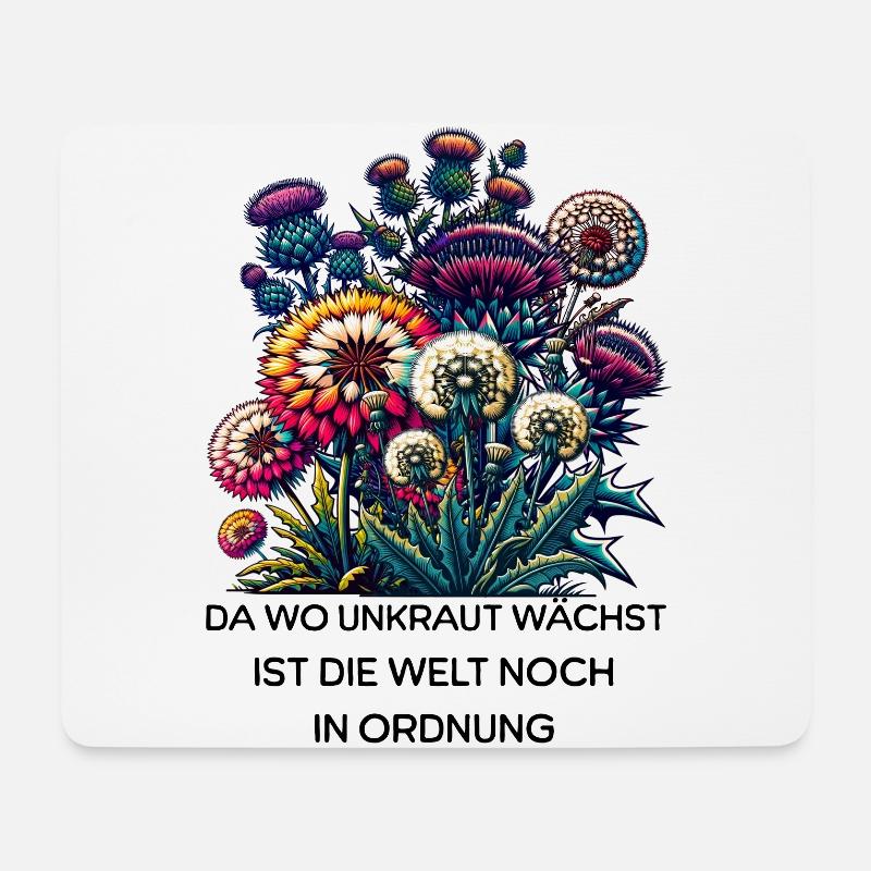 Unkraut Natur Garten Spruch Blumen Welt In Ordnung - Mousepad (Querformat) - Weiß