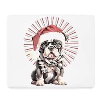 lustige Weihnachtsmann Bulldogge WEIHNACHTEN Hunde - Mousepad (Querformat) - Weiß - Vorne