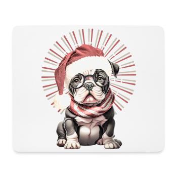 drôle Père Noël Bulldog chiens de Noël - Tapis de souris (format paysage) - blanc - Devant