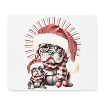 Chemise pour chien drôle Père Noël bouledogue - Tapis de souris (format paysage) - blanc - Devant