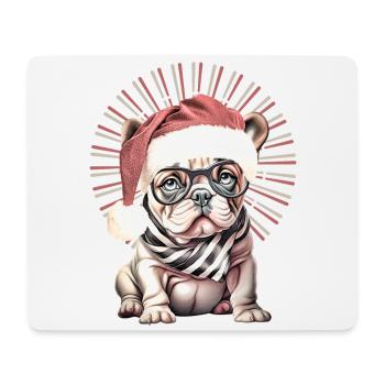drôle Père Noël Bulldog chiens de Noël - Tapis de souris (format paysage) - blanc - Devant