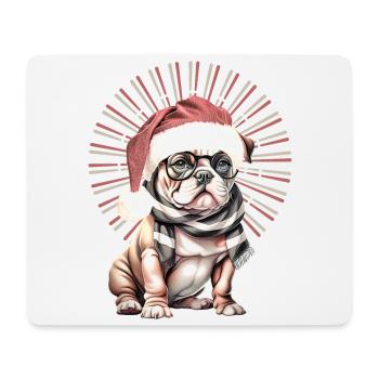 lustige Weihnachtsmann Bulldogge WEIHNACHTEN Hunde - Mousepad (Querformat) - Weiß - Vorne