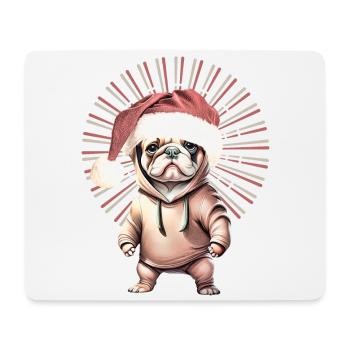 drôle Père Noël Bulldog chiens de Noël - Tapis de souris (format paysage) - blanc - Devant