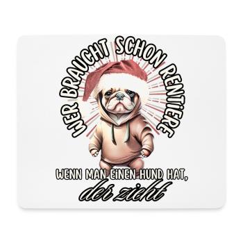 lustige Weihnachtsmann Bulldogge WEIHNACHTEN Hunde - Mousepad (Querformat) - Weiß - Vorne