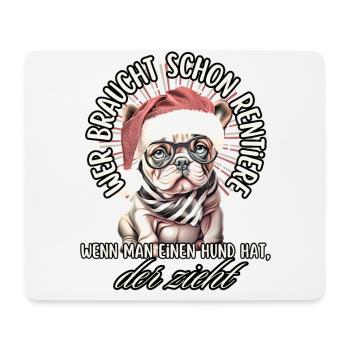 drôle Père Noël Bulldog chiens de Noël - Tapis de souris (format paysage) - blanc - Devant