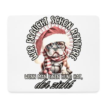 drôle Père Noël Bulldog chiens de Noël - Tapis de souris (format paysage) - blanc - Devant