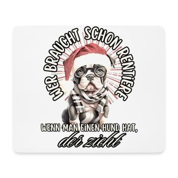 lustige Weihnachtsmann Bulldogge WEIHNACHTEN Hunde - Mousepad (Querformat) - Weiß - Vorne