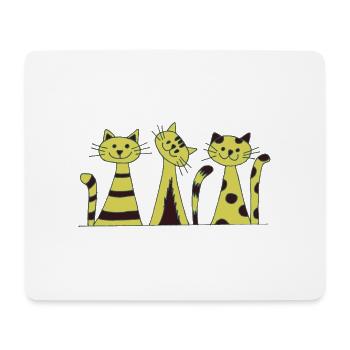 Cat Trio Yellow Stripe Pattern - Mouse Pad (horizontal) - white - Front