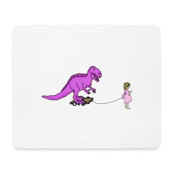 Dinosaure et petite fille - Tapis de souris (format paysage) - blanc - Devant