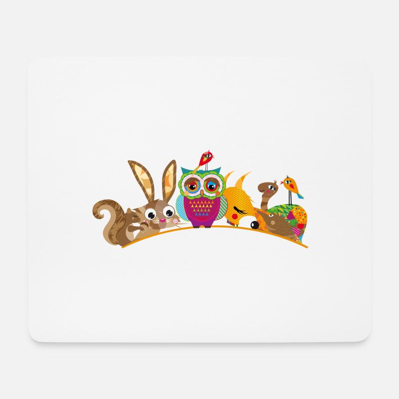 acht niedliche Waldtiere als Banner - Mousepad (Querformat) - Weiß