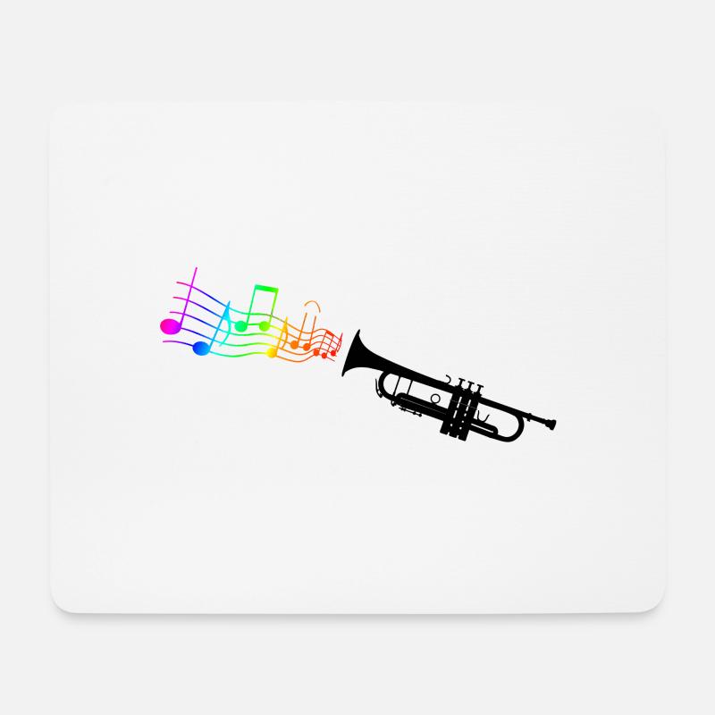 Trompete mit bunter Musik - Mousepad (Querformat) - Weiß
