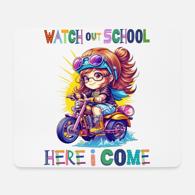Watch out school - here I come / Steampunk girl - Mousepad (Querformat) - Weiß