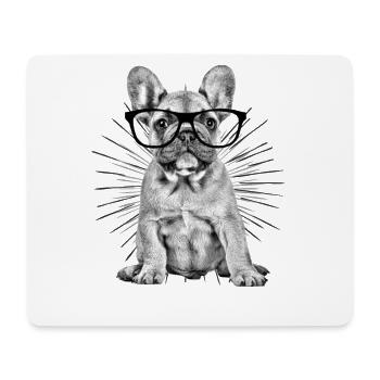 FRENCH BULLDOG Lunettes Chien Chiens Bulldog - Tapis de souris (format paysage) - blanc - Devant