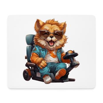 Patrick, the wild, good-humoured lion in a wheelchair. - Mouse Pad (horizontal) - white - Front