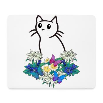 Katze Katzen Blumen Gebirge - Mousepad (Querformat) - Weiß - Vorne