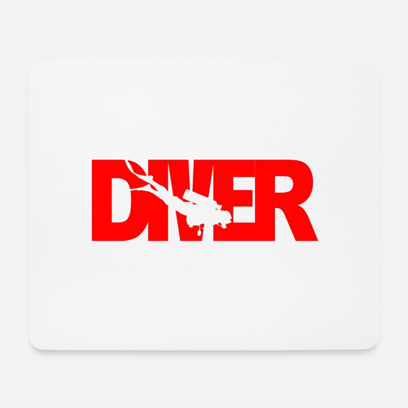 Diver Schriftzug mit Taucher Silhouette - Mousepad (Querformat) - Weiß