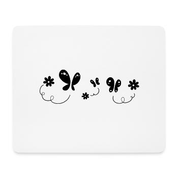 Blumen und Schmetterlinge - Mousepad (Querformat) - Weiß - Vorne