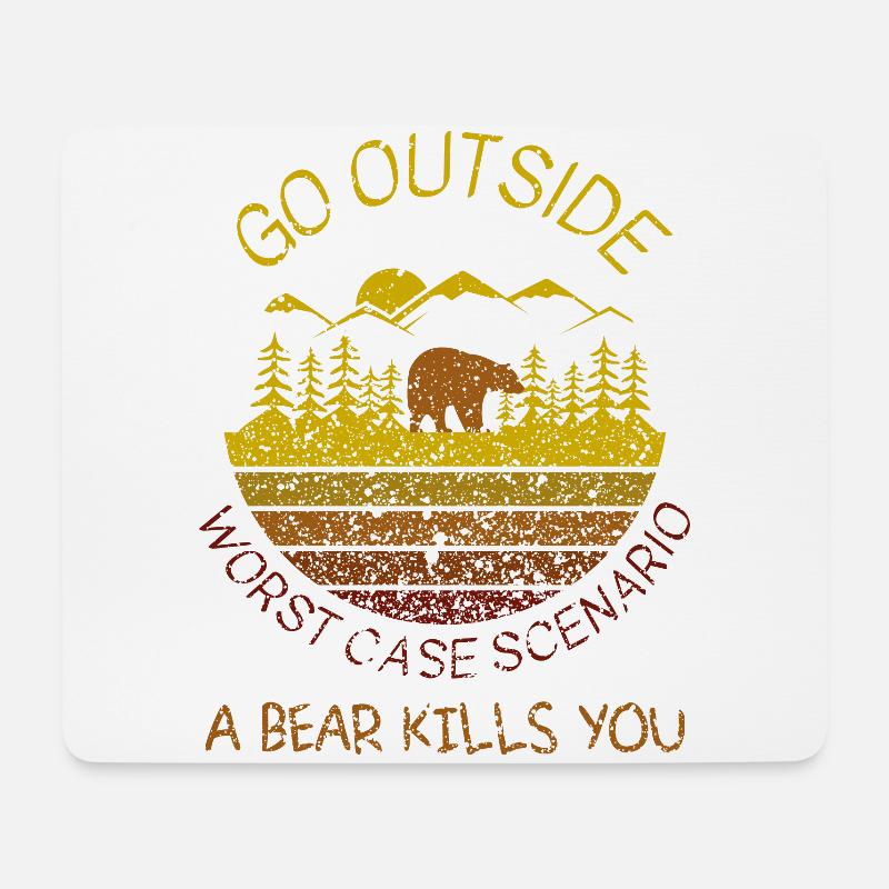 go outside worst case a bear kills you - Mousepad (Querformat) - Weiß