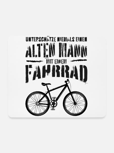 Alter Mann • Fahrrad | Vintage Retro Style - Mousepad (Querformat) - Weiß