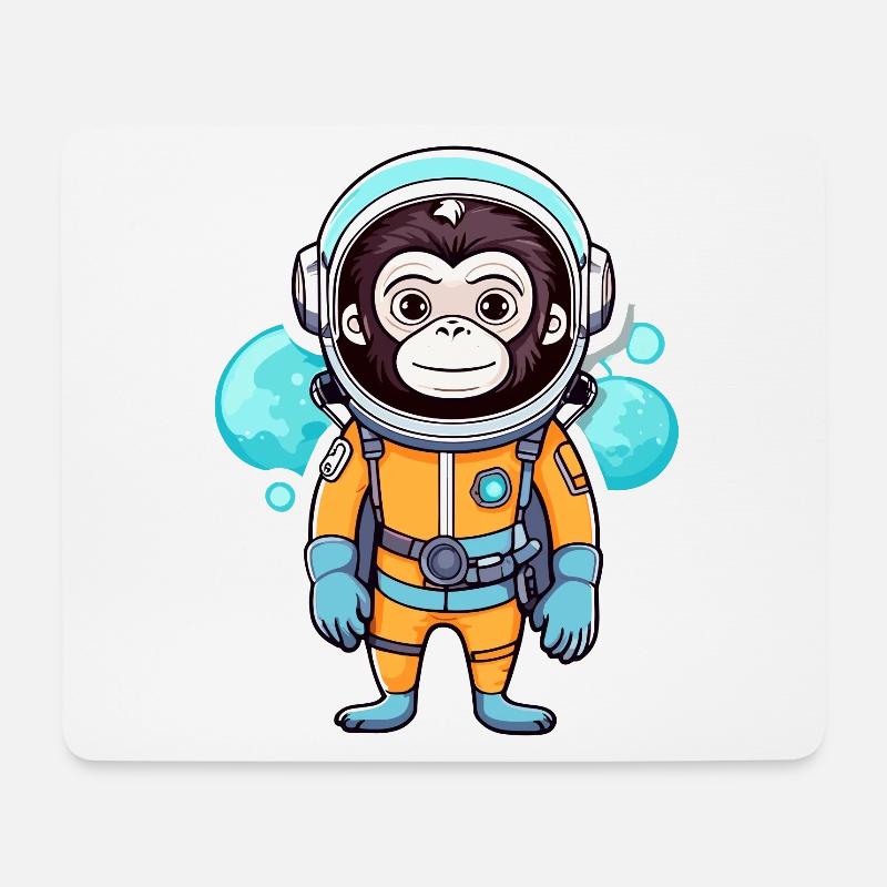 Monkey Astronaut Illustration - Mouse Pad (horizontal) - white