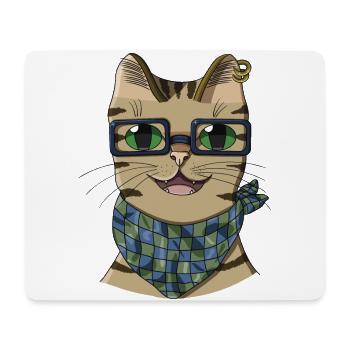 Hipster cat - Mouse Pad (horizontal) - white - Front