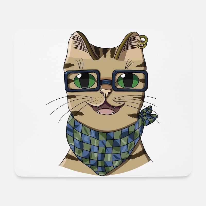 Chat de hipster - Tapis de souris (format paysage) - blanc
