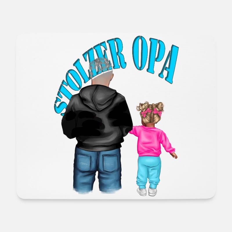 STOLZER OPA - Enkelin blonde Haare Kind Mädchen - Mousepad (Querformat) - Weiß