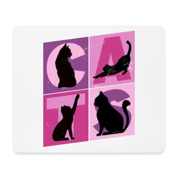 Katzen Silhouetten Pink Rosa Lila Vintage Retro - Mousepad (Querformat) - Weiß - Vorne