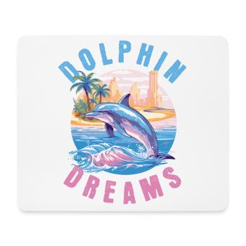 Dolphin Summer Sun Beach Sea Palm Trees Holiday - Mouse Pad (horizontal) - white - Front