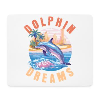 Dolphin Summer Sun Beach Sea Palm Trees Holiday - Mouse Pad (horizontal) - white - Front