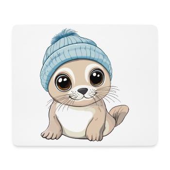 Robbe Süß Niedlich Baby Kinder Tier Cartoon - Mousepad (Querformat) - Weiß - Vorne