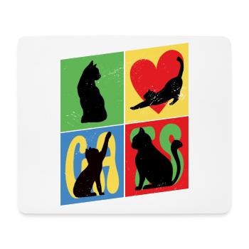 Katze Kätzchen Kater Silhouette Herz Bunt Kunst - Mousepad (Querformat) - Weiß - Vorne