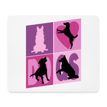 Chiens J’Aime Chiens Silhouettes Doggy Vintage - Tapis de souris (format paysage) - blanc - Devant