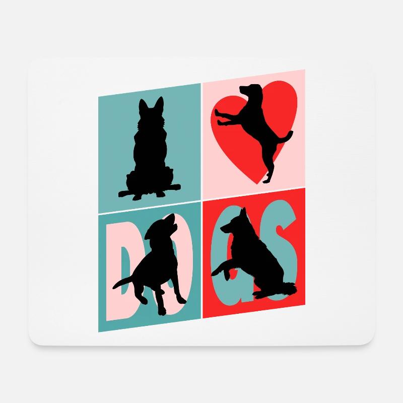 Hunde I Love Dogs Silhouetten Hundemama Hundepapa - Mousepad (Querformat) - Weiß