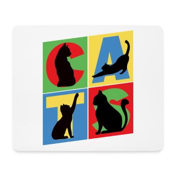 Katze Kätzchen Kater Kitten Mieze Silhouette Kunst - Mousepad (Querformat) - Weiß - Vorne