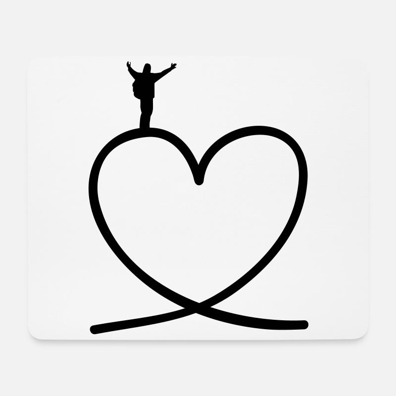 Wanderer auf Herz - Mousepad (Querformat) - Weiß