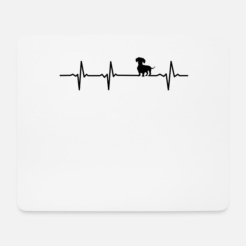 Dackel Herzschlag Hund Dachshund Teckel Geschenk - Mousepad (Querformat) - Weiß