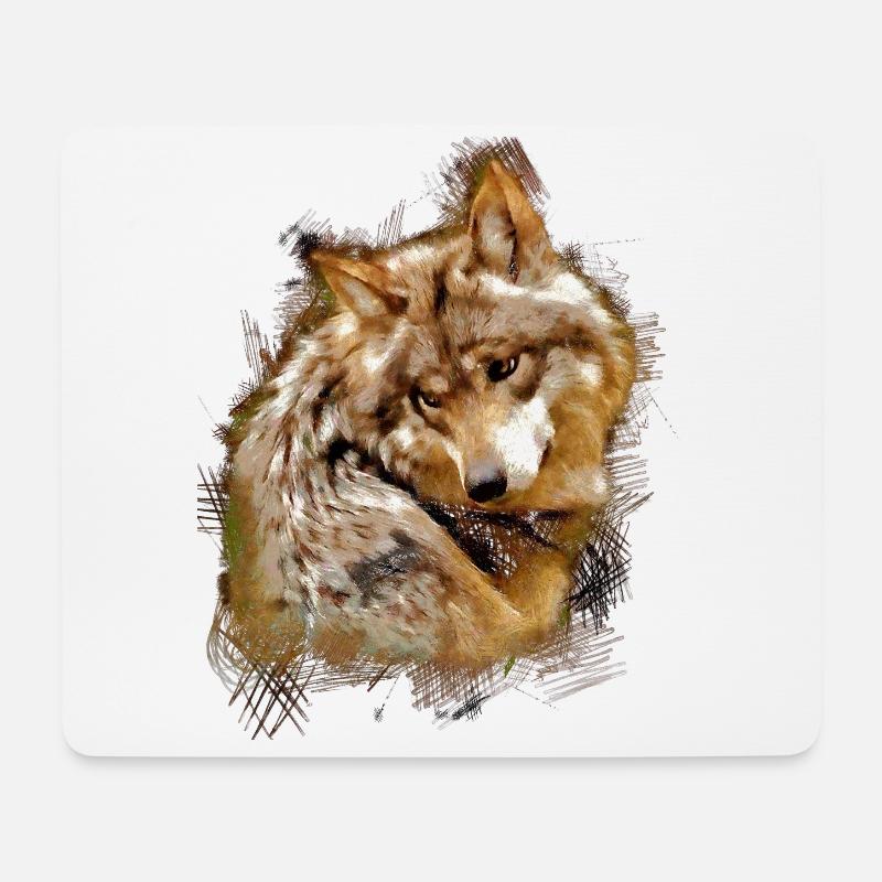 Grauwolf mexikanikanika - Mousepad (Querformat) - Weiß