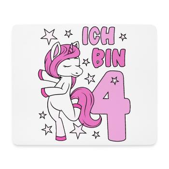 4. Geburtstag Mädchen süßes rosa Einhorn Ich bin 4 - Mousepad (Querformat) - Weiß - Vorne