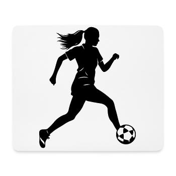 Joueuse De Football Silhouette Joueuse De Football Femme - Tapis de souris (format paysage) - blanc - Devant
