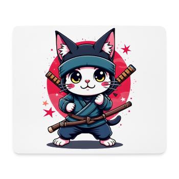 Japanese Kawaii Ninja Cat - Mouse Pad (horizontal) - white - Front