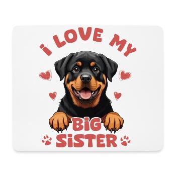 I love my big sister Rottweiler enfant bébé chien - Tapis de souris (format paysage) - blanc - Devant